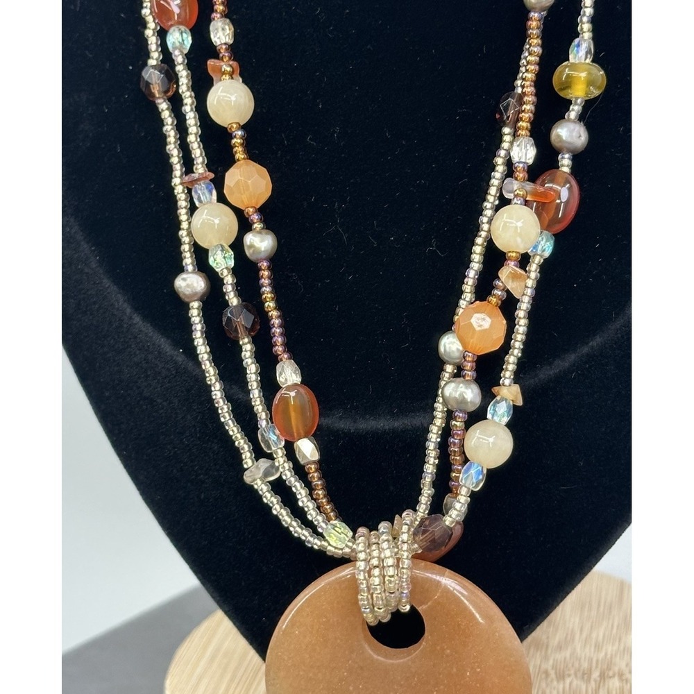 Lia Sophia‎ Pumpkin Spice Genuine Aventurine  Necklace Boho Bold - Picture 5 of 8
